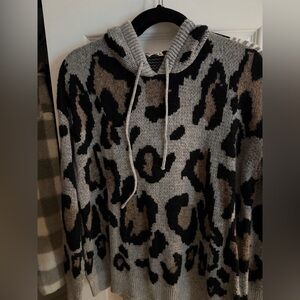 Leopard Print Gray and Brown Women's Sweater